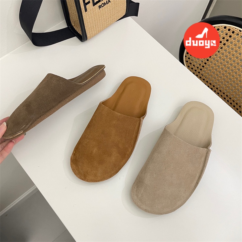 Duoya Dép Suông Thẳng ~ [Hàng Có Sẵn] Dép Da Thật Mềm Mại Mang Ngoài Trời Mùa Xuân Hè Cho Nữ Miễn Phí Vận Chuyển