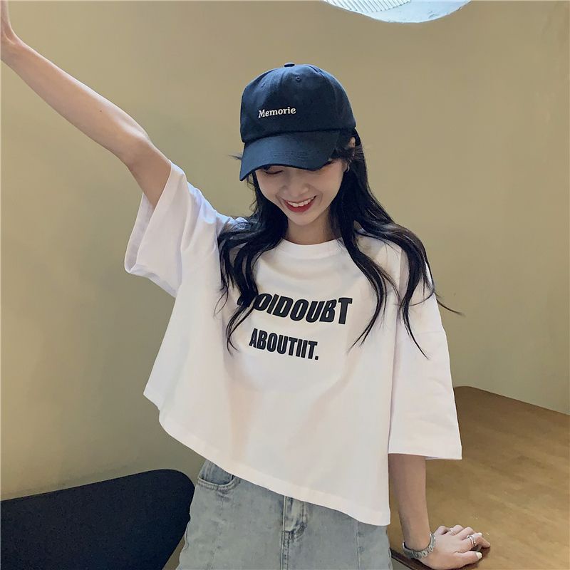 IELGY      Áo Thun Ngắn Tay Form Rộng Phong Cách Hàn Quốc Thời Trang Dành Cho Nữ