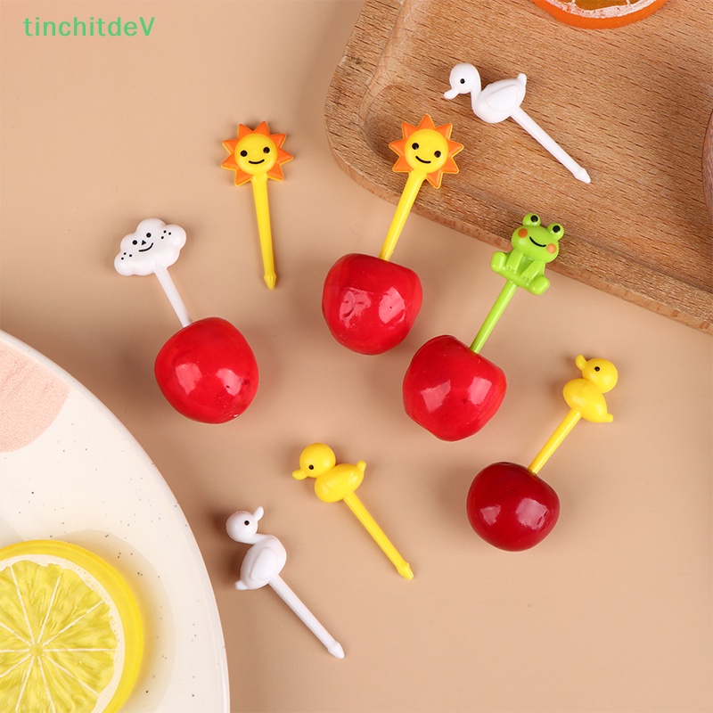 Bộ 8 Nĩa Ăn Trái Cây / Tráng Miệng Hình Động Vật Hoạt Hình Mini Cho Bé