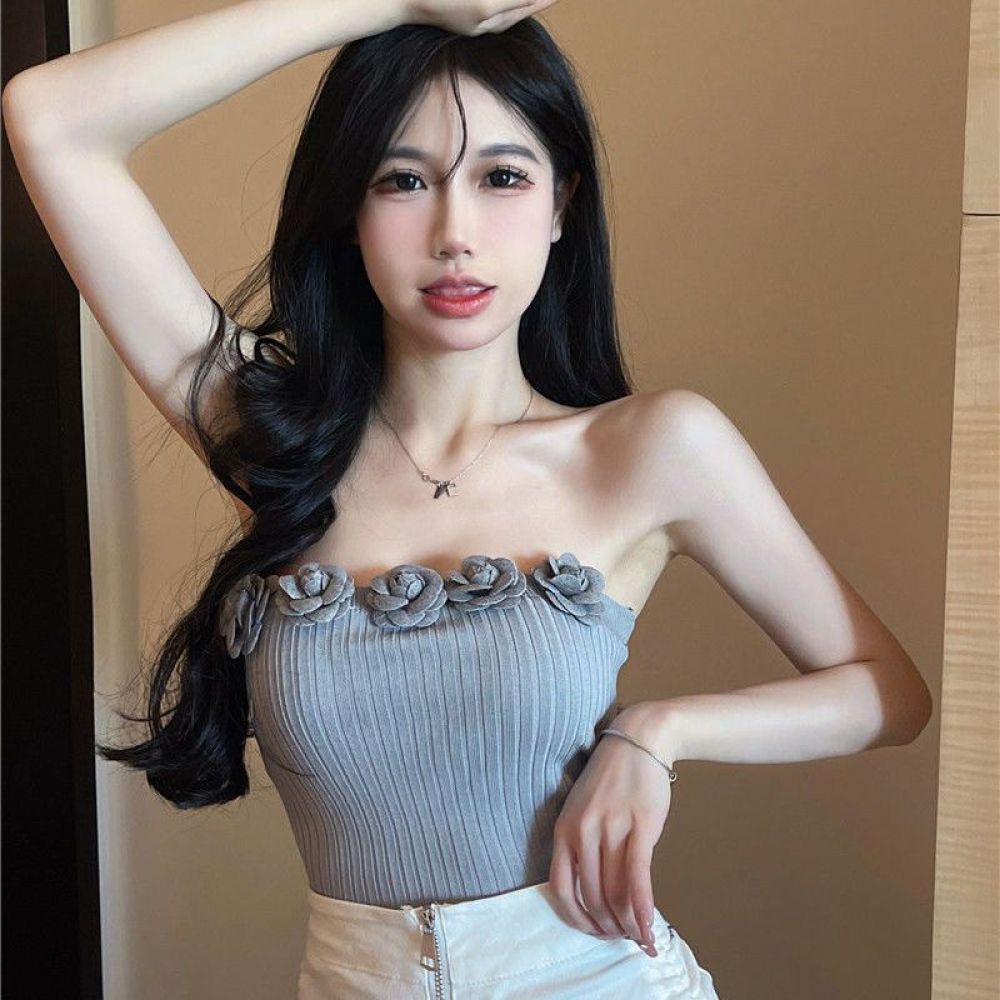 Áo Bra Dệt Kim In Hoa Hồng 3D Thiết Kế Mới Mùa Hè Cho Nữ