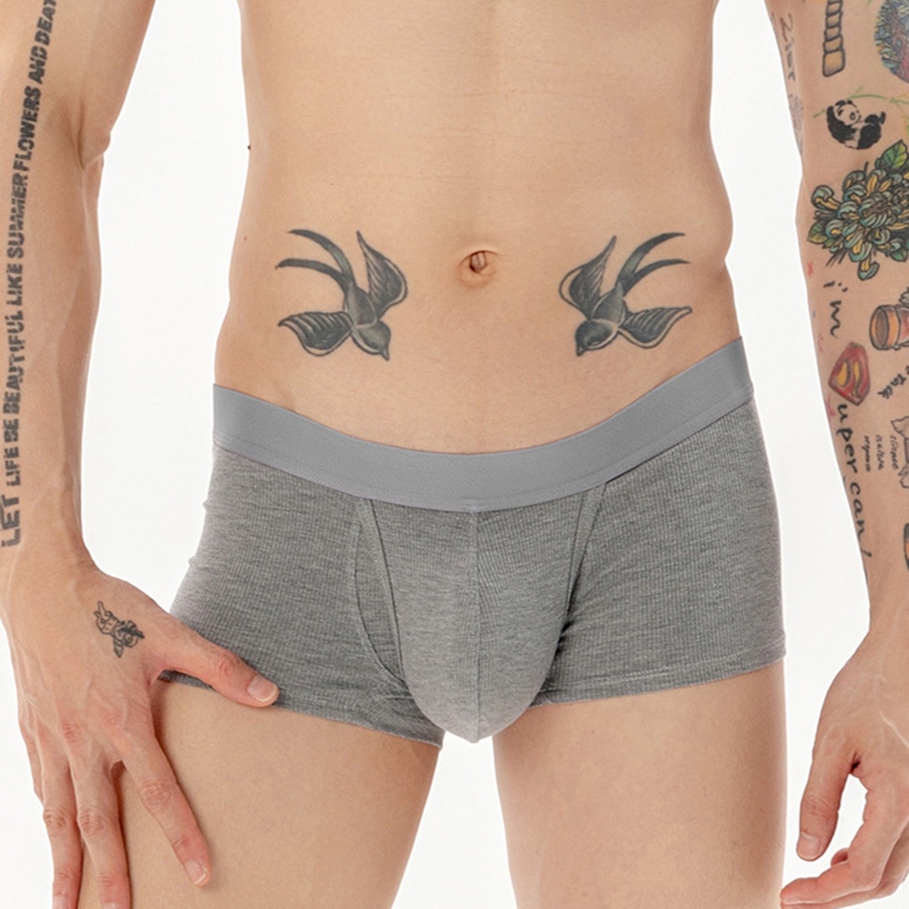 Quần Lót Boxer Lưng Thun Gân Siêu Co Giãn Hở Phía Trước Dáng Chữ U Màu Trơn Gợi Cảm Cho Nam Giới