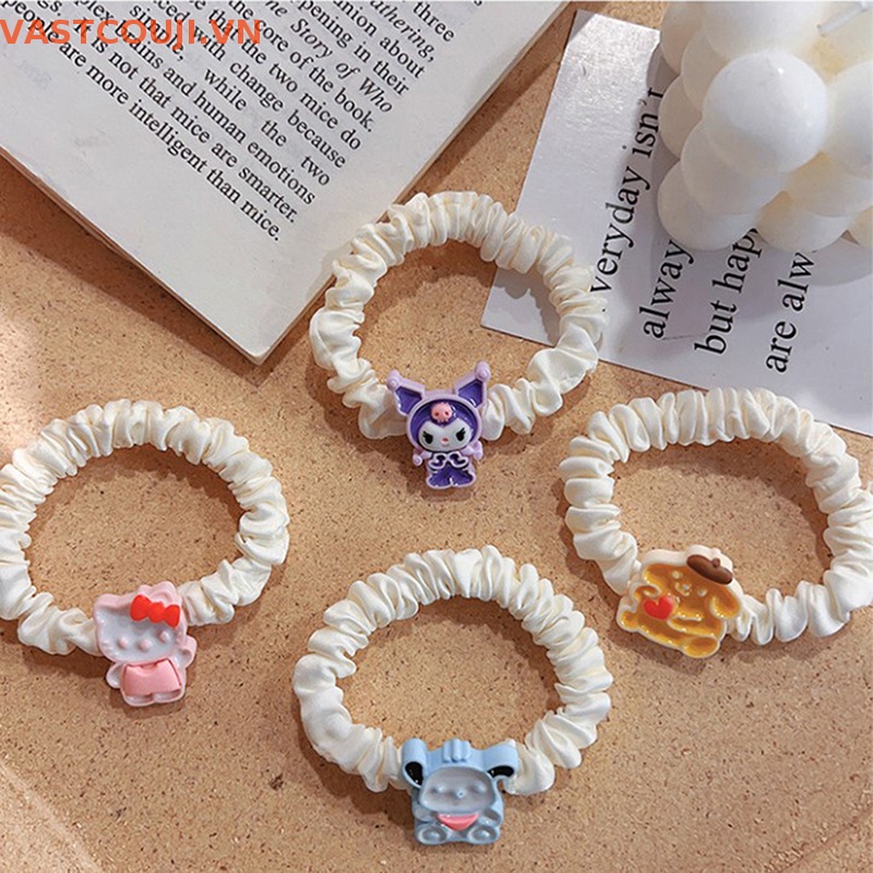 Dây Buộc Tóc Cao Su Hình Mèo Hello Kitty Mymelody Kuromi Purin Cinnamoroll Pachacco Dễ Thương Cho Nữ