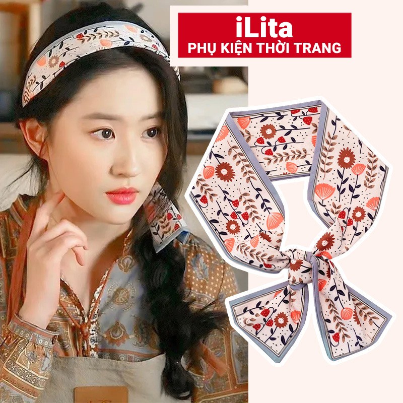 Khăn cột tóc turban lụa quấn túi xách quàng cổ phụ kiện dễ thương cho nữ đẹp phong cách Hàn Quốc iLita