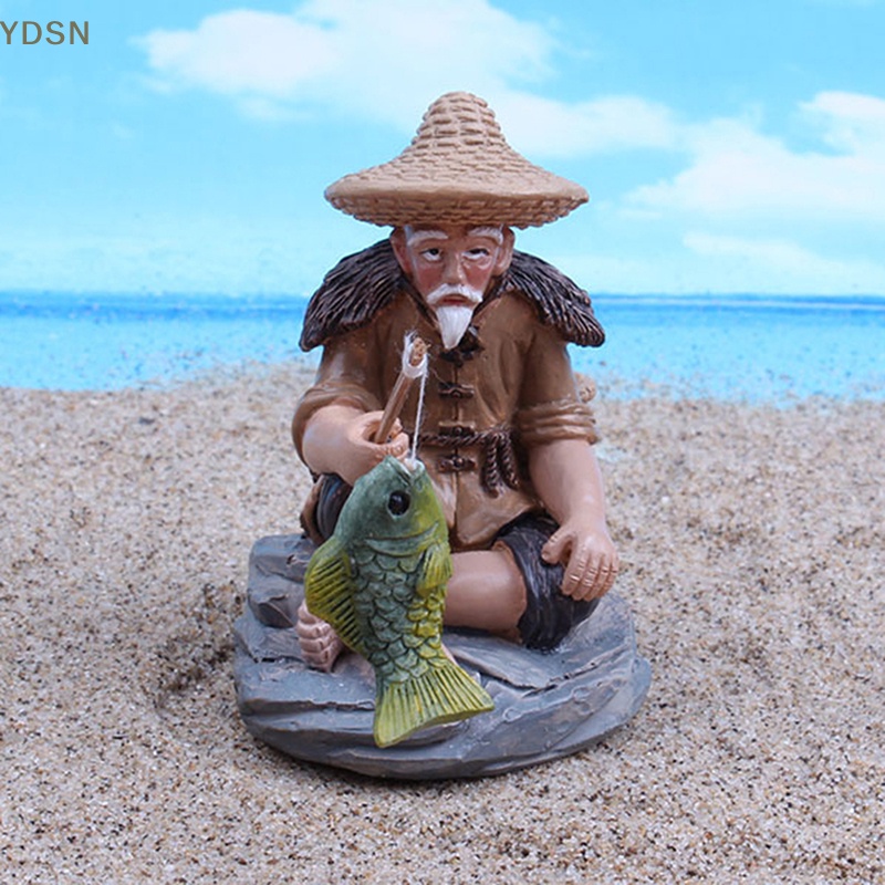 [YDSN] Tượng Ông Già Câu Cá Bằng Nhựa Resin Trang Trí Tiểu Cảnh Sân Vườn