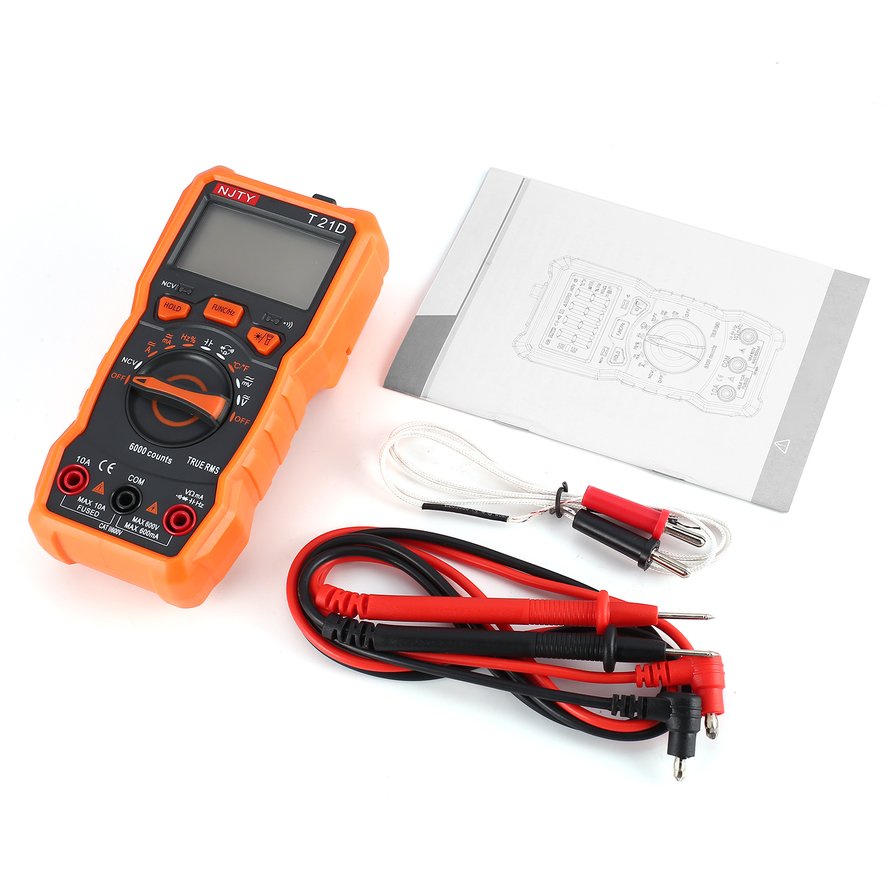 Digital Multimeter NJTY T21D DC/AC Volt Amp Ohm Diode NCV Mini Multitester