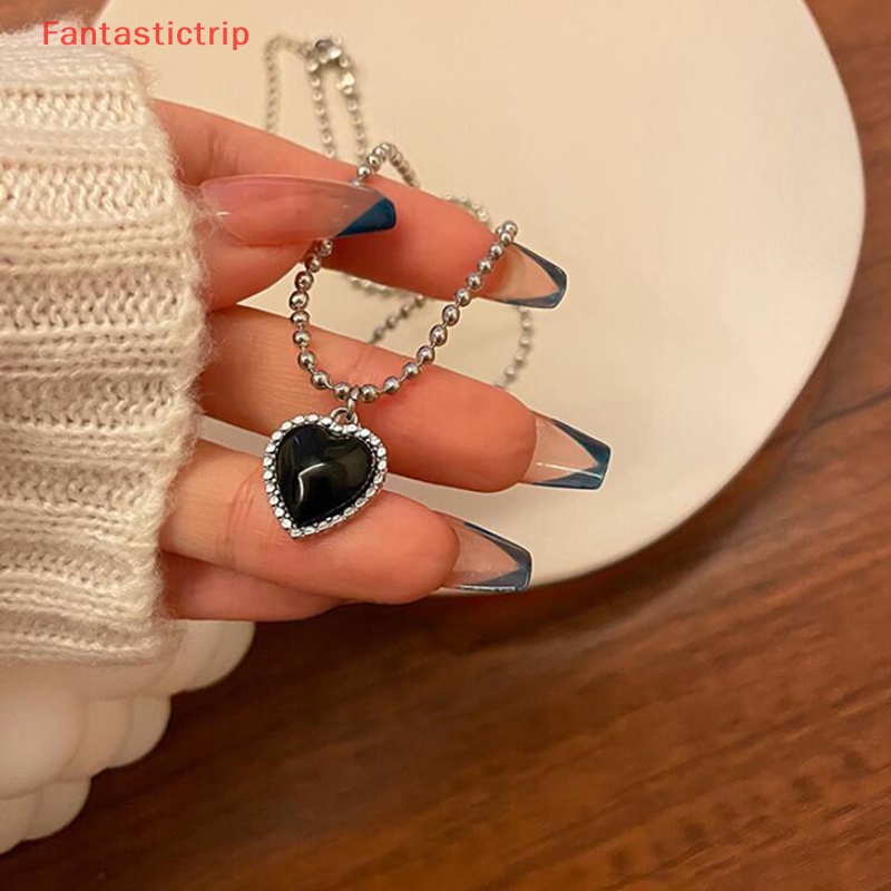 Vòng cổ Mặt Hình Trái Tim Màu Đen Đơn Giản Phong Cách Hàn Quốc Cho Nữ