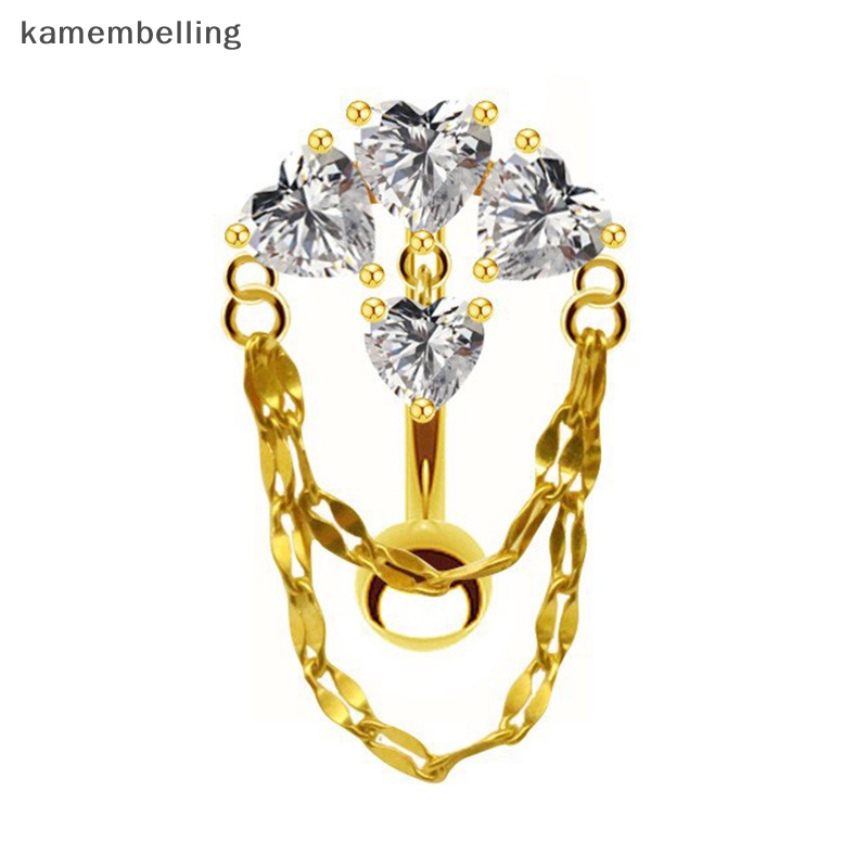 Kamembelling Khuyên Rốn Thép Không Gỉ Hình Trái Tim Đính Đá Zircon Quyến Rũ