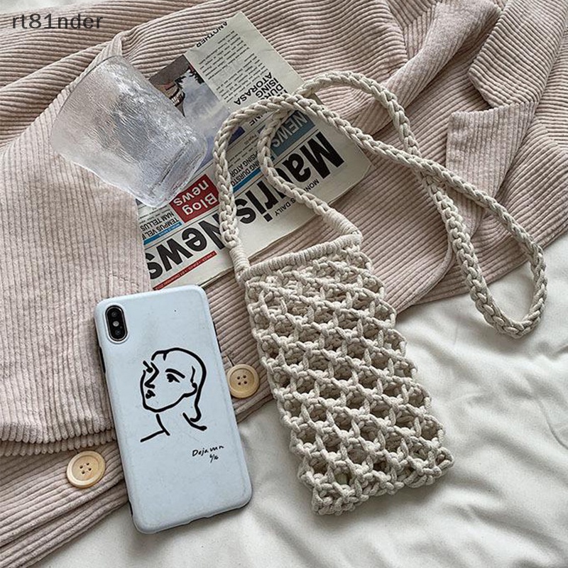 Túi Đựng Điện Thoại Bằng Cotton Đan Đeo Chéo Vai Thời Trang Mùa Hè
