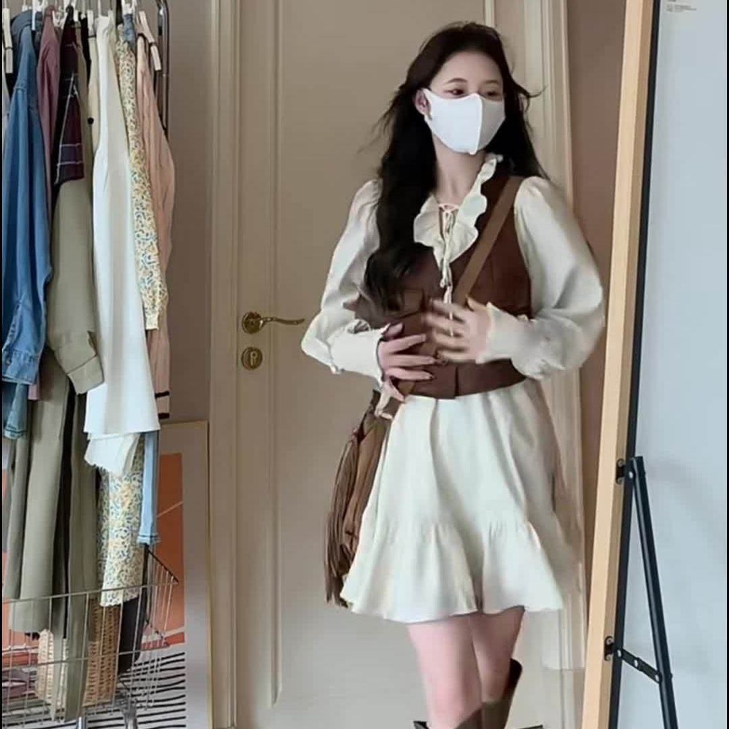 Set Đầm Và Áo Khoác Không Tay Thiết Kế Mới Ngọt Ngào Thời Trang Mùa Hè Dành Cho Nữ