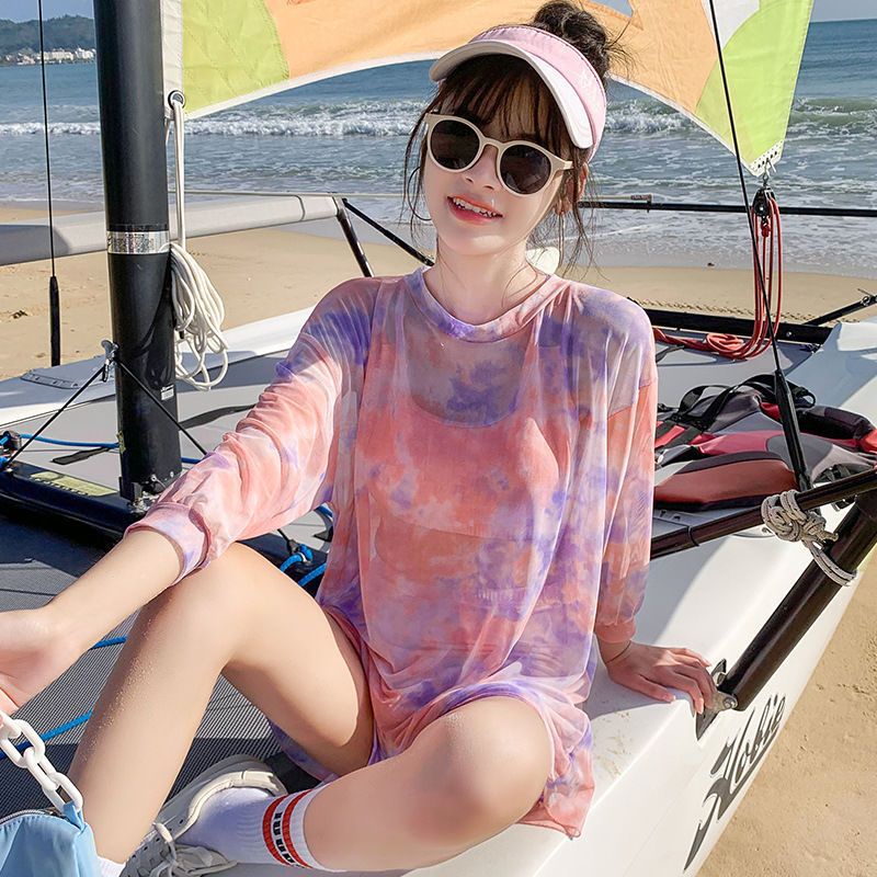 Set bikini 3 mảnh phối màu nhuộm thời trang trẻ trung quyến rũ cho nữ AA7420