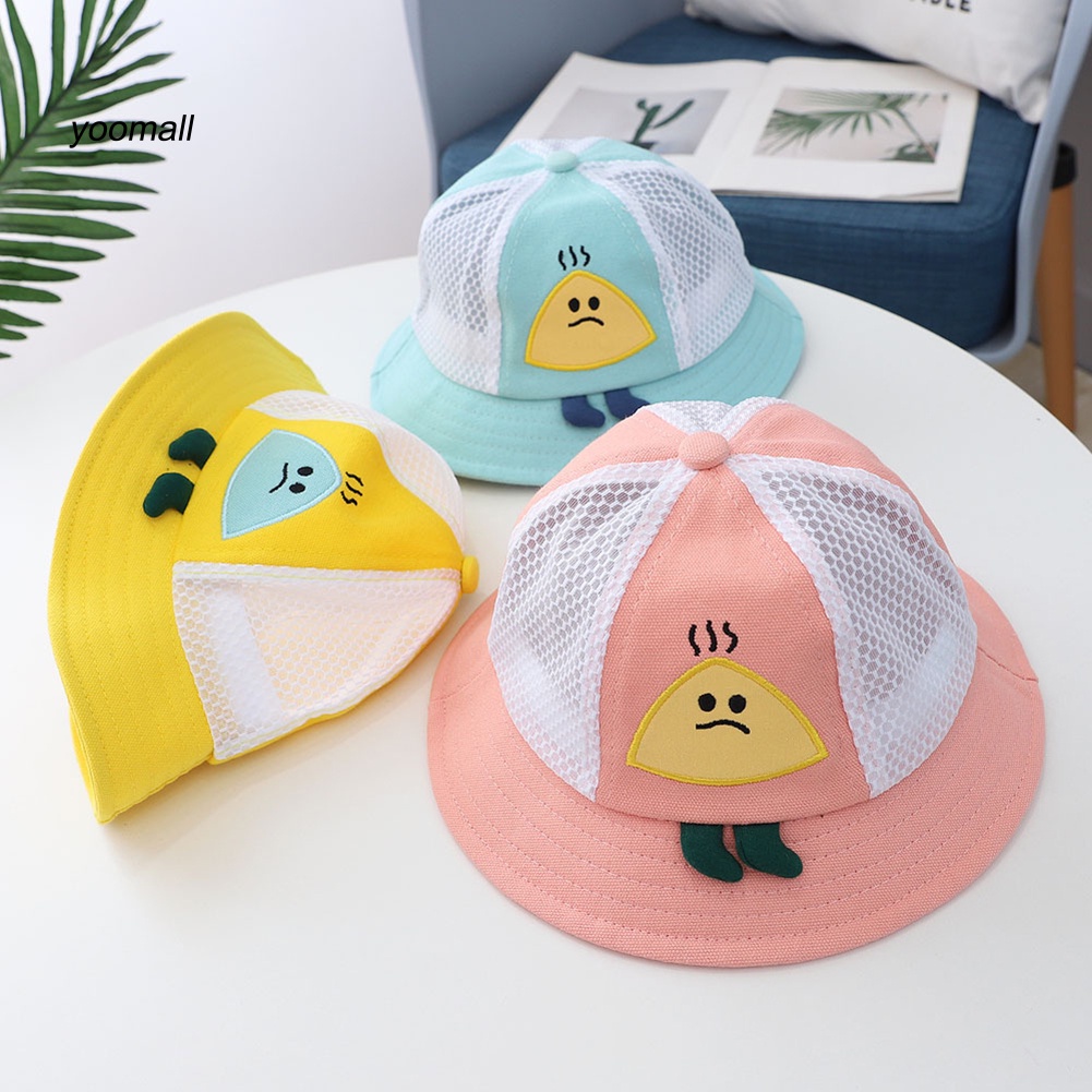 Mũ Tai Bèo Chống Nắng Phối Lưới Họa Tiết Hoạt Hình Thời Trang Mùa Hè Cho Bé