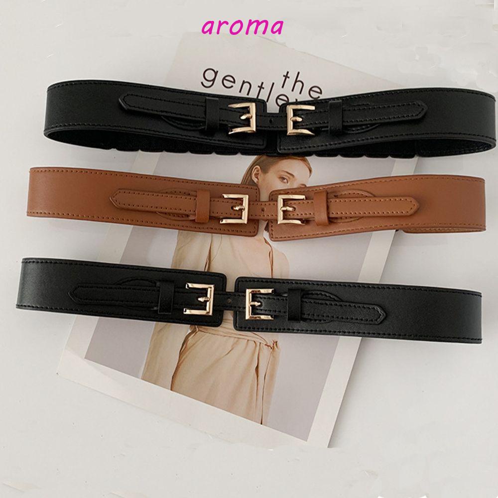 Thắt Lưng Co Giãn Màu Trơn Khóa Kim Loại Thời Trang Cho Nữ