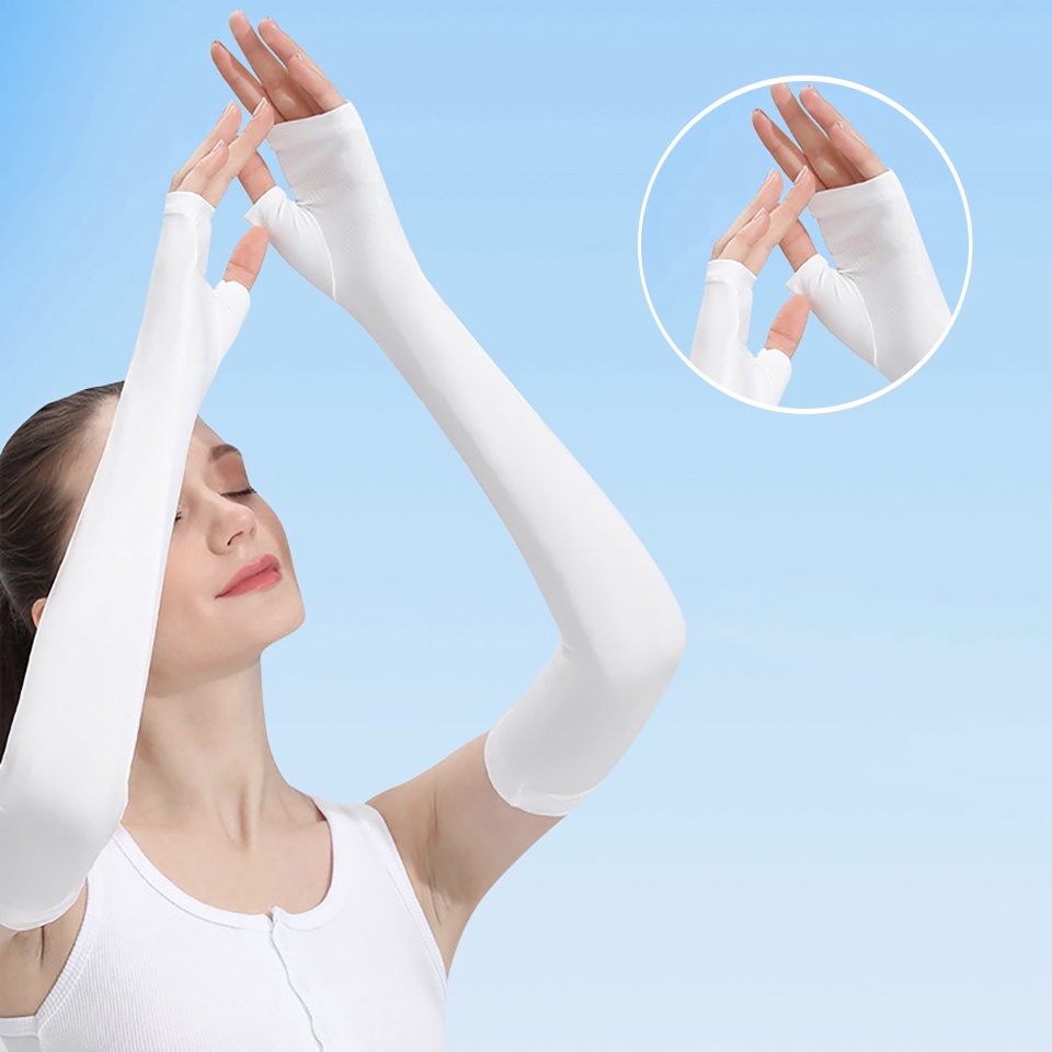 1 Đôi Găng Tay Dài Chống Nắng Chống Tia UV Chống Trượt Tiện Dụng Cho Nữ