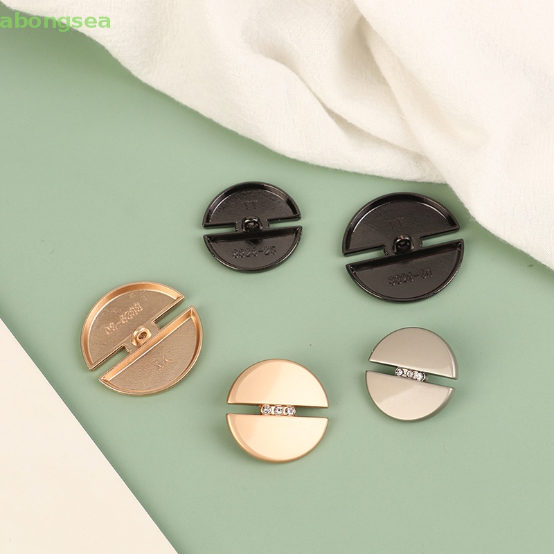 Set 5 Nút Tròn 20mm / 23mm / 25mm / 30mm Bằng Kim Loại Đính Đá Giả Thời Trang