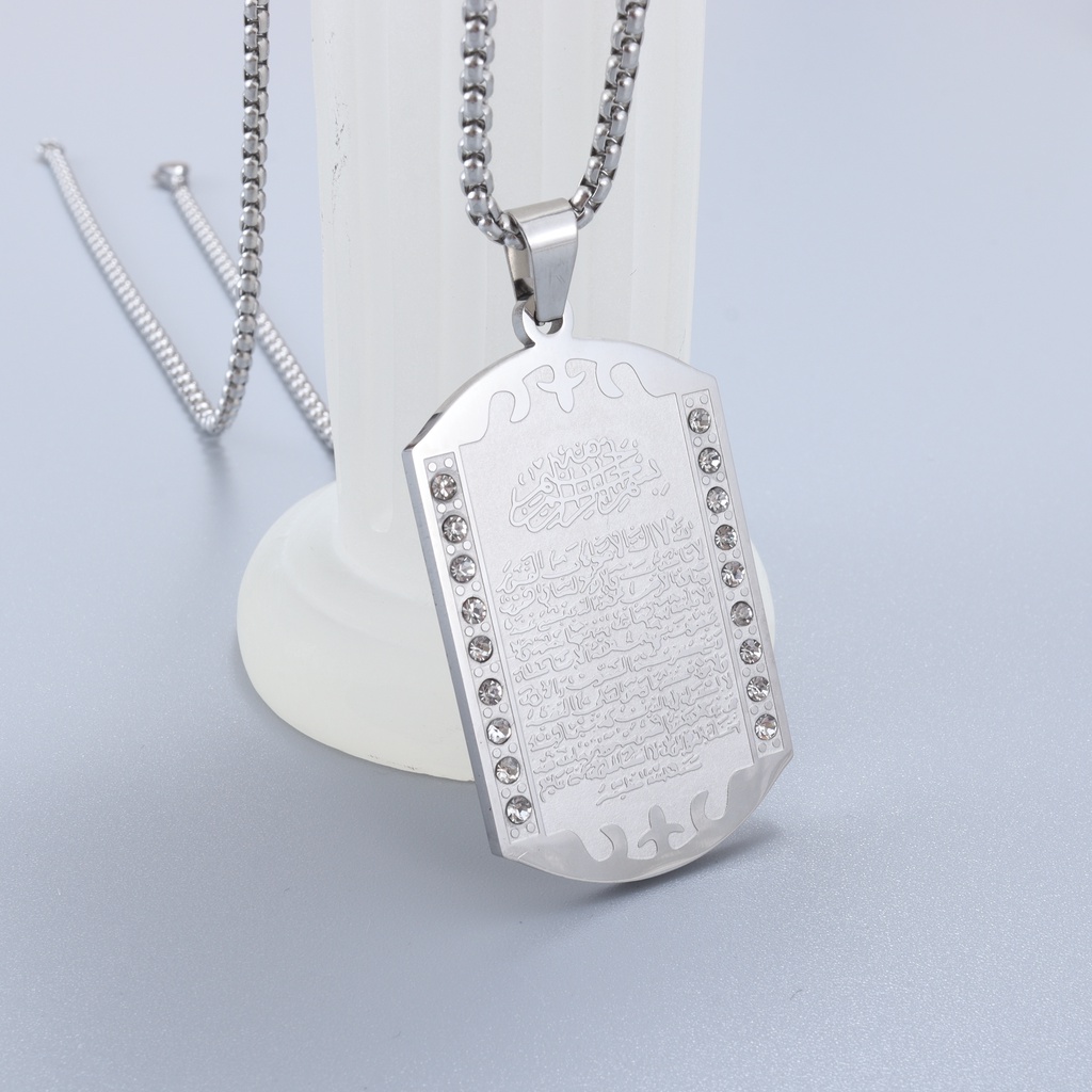 Vòng cổ Bùa Hộ Mệnh Hình Vuông Bằng Thép Không Gỉ Chất Lượng Cao Cho Nam Và Nữ