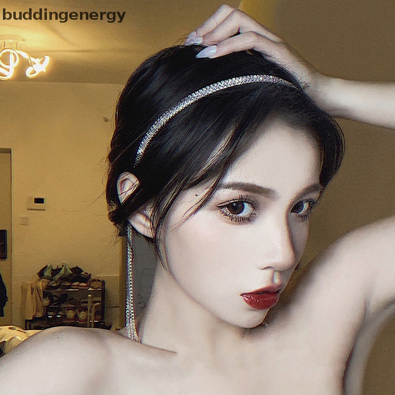 Băng Đô Cài Đầu Đính Đá Phối Tua Rua Dài Lấp Lánh Cho Nữ