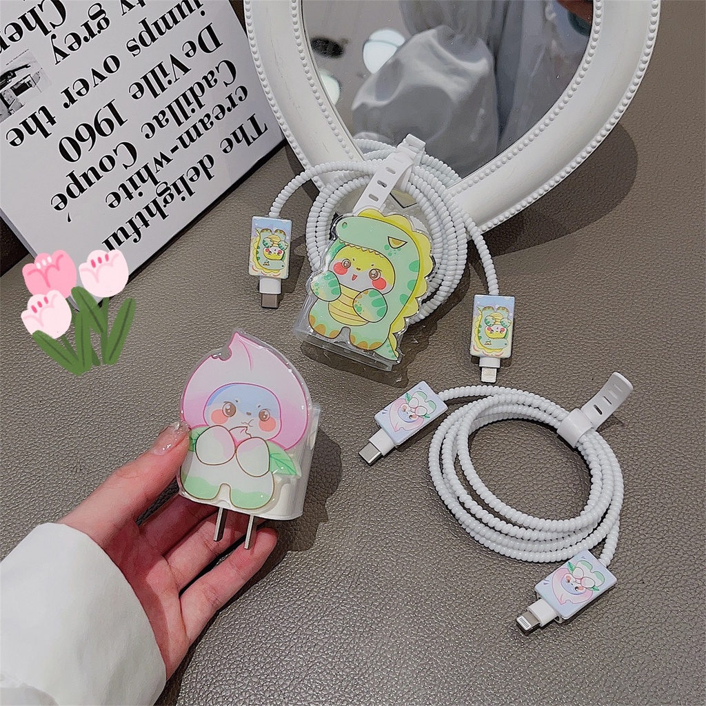 1 Bộ 5 Miếng Dán Hoạt Hình Dễ Thương Bằng Silicon tpu Mềm Chống Sốc Cho Apple iphone / ipad 18W / 20W