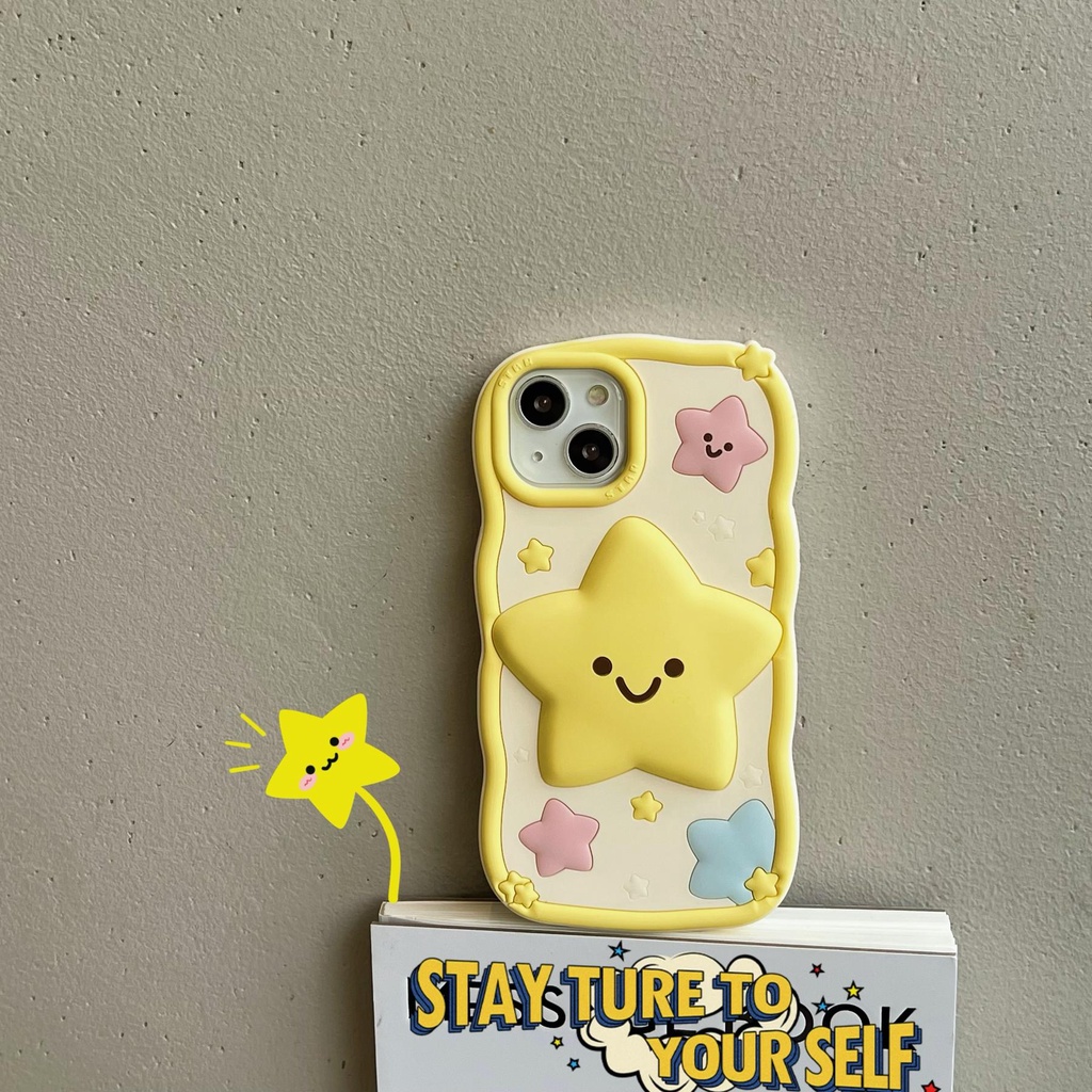 Ốp Điện Thoại Silicon TPU Mềm Hình Ngôi Sao Năm Cánh 3D Chống Sốc Chống Rơi Cho iPhone 14 13 12 11 PRO MAX
