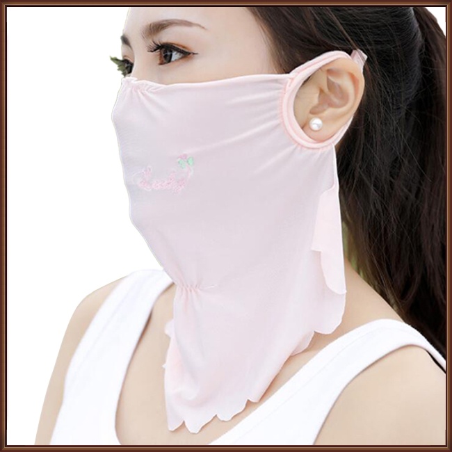 Khẩu Trang Chống Nắng Chống Bụi Bằng Lụa Mát Thêu Họa Tiết Hoa Gợn Sóng Thời Trang Mùa Hè Cho Nữ