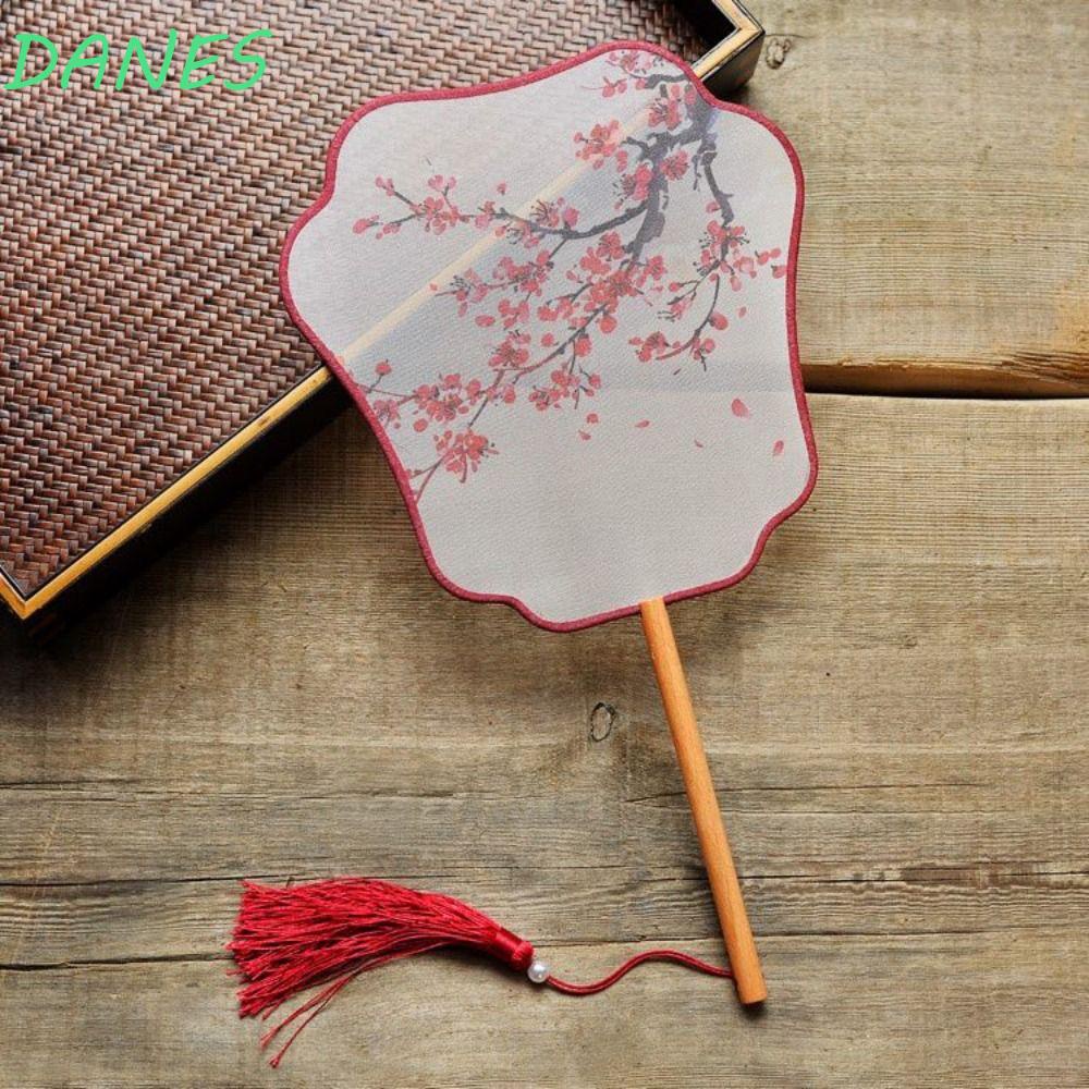 Quạt Cầm Tay Bằng Lụa Trong Suốt Phối Tua Rua Phong Cách Cổ Điển Độc Đáo Thời Trang