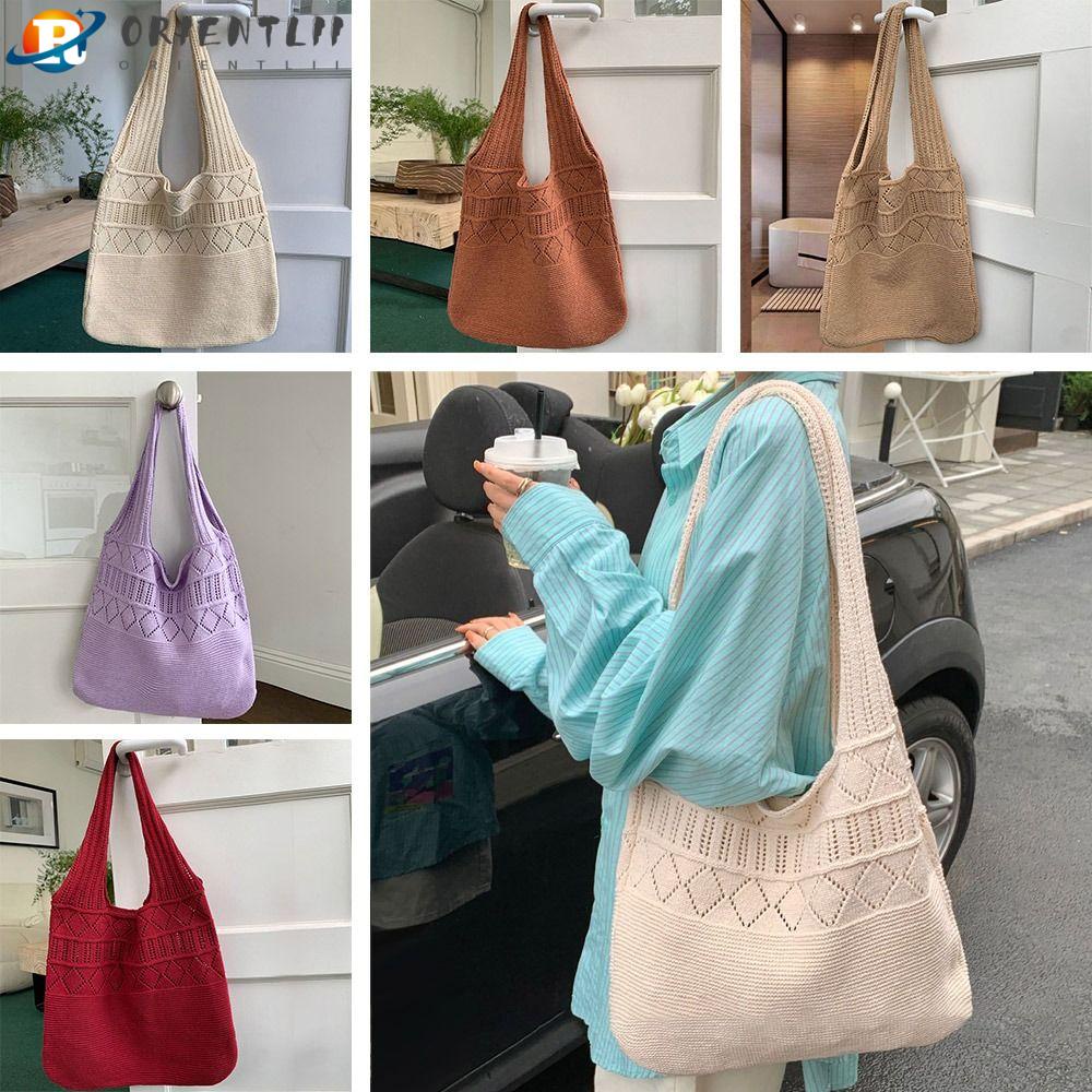 Túi Xách Dệt Kim Sức Chứa Lớn Màu Sắc Đơn Giản Cho Nữ