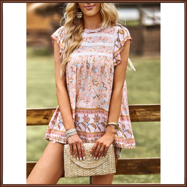 Áo Sơ Mi Tay Ngắn Dáng Rộng Họa Tiết Hoa Thời Trang Mùa Hè Xinh Xắn Cho Nữ