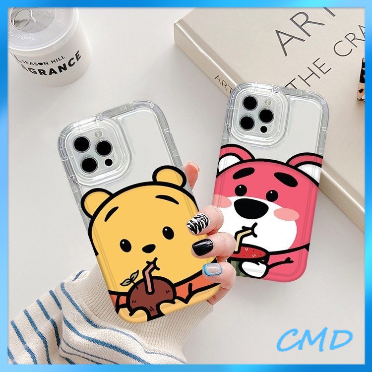 Ốp lưng iphone Điện Thoại Gấu dâu tây hoạt hình và gấu Pooh, túi khí chống rơi, vỏ mềm trong suốt giảm chấn Cho Iphone 6 / 6S / 6splus / se / 7 / 7plus / 8 / 8plus / X / xs / xsmax / 11 / 12 / 13 / 14 / Plus / pro max-737