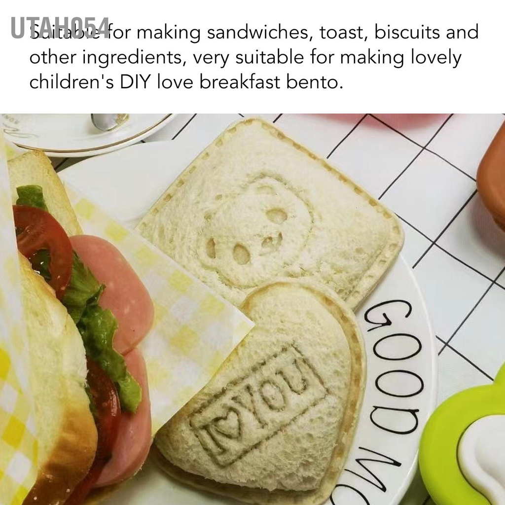 Utah054 Bộ 10 Khuôn Cắt Bánh Sandwich Có Thể Tháo Rời Hoa Trái Tim Hình Tròn Làm Nướng Quy Mẫu Cho Nhà Bếp