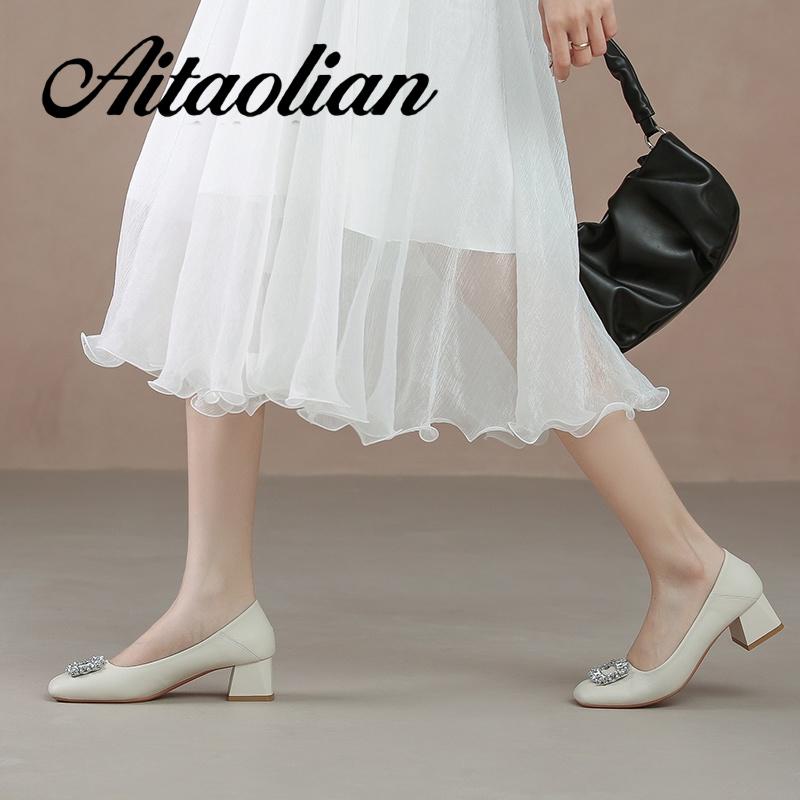 Giày Cao Gót 4cm Chất Liệu Da Cao Cấp Thời Trang Theo Phong Cách retro Cho Nữ