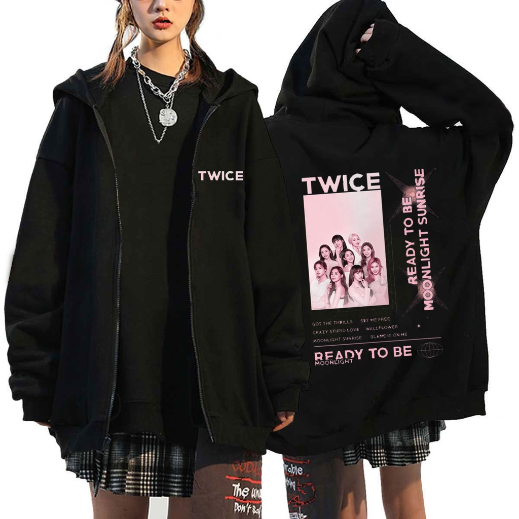 Kpop Hai Lần Trở Thành Nam / Nữ Zip Áo Thiết Kế Viện Trợ Quần Áo Cùng Áo Unisex Dạo Phố Áo Khoác Áo Top