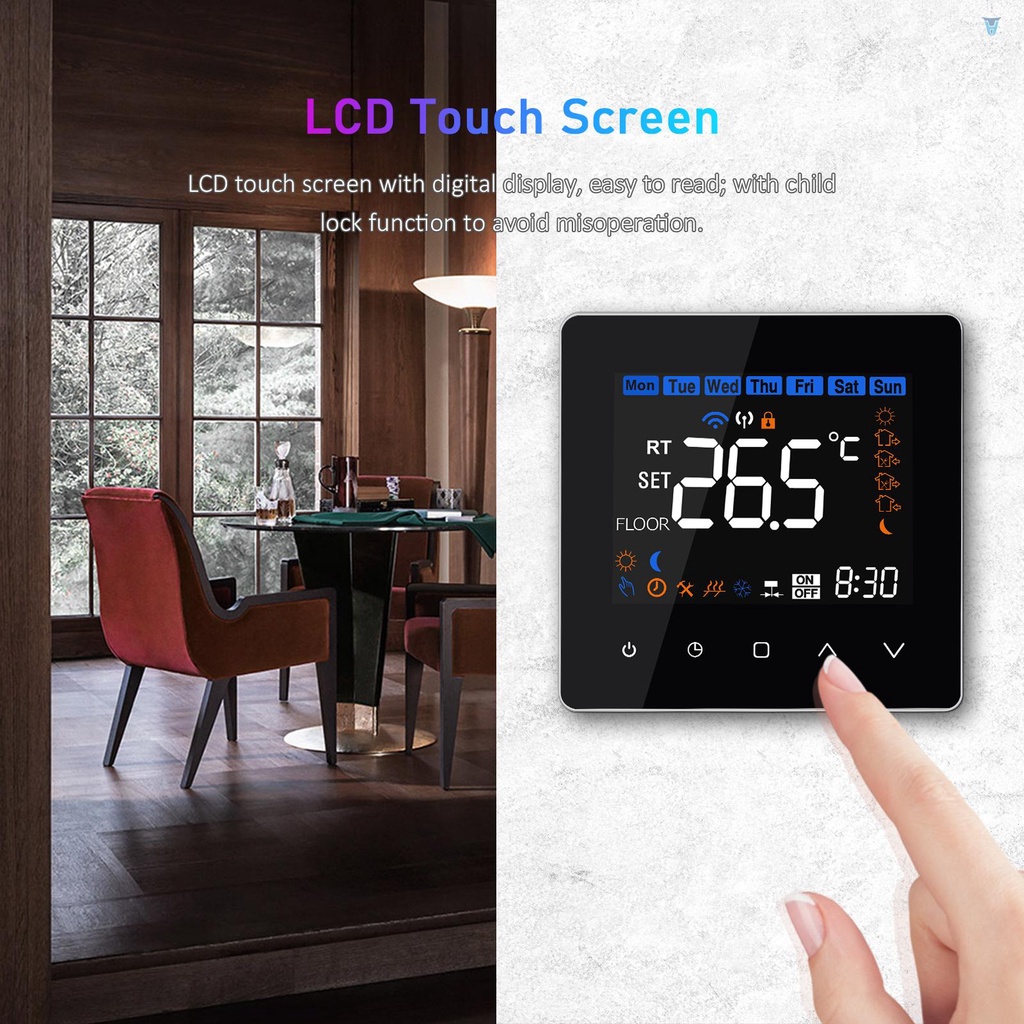 Nhiệt Kế Thông Minh 5A Điều Khiển Bằng Giọng Nói Có Màn Hình LCD Cảm Ứng Tiện Dụng