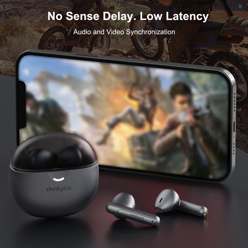 LENOVO Bộ Tai Nghe Thể Thao Không Dây Bluetooth 5.1 Mini Điều Khiển Cảm Ứng Có Mic &amp; Hộp Sạc Ốp
