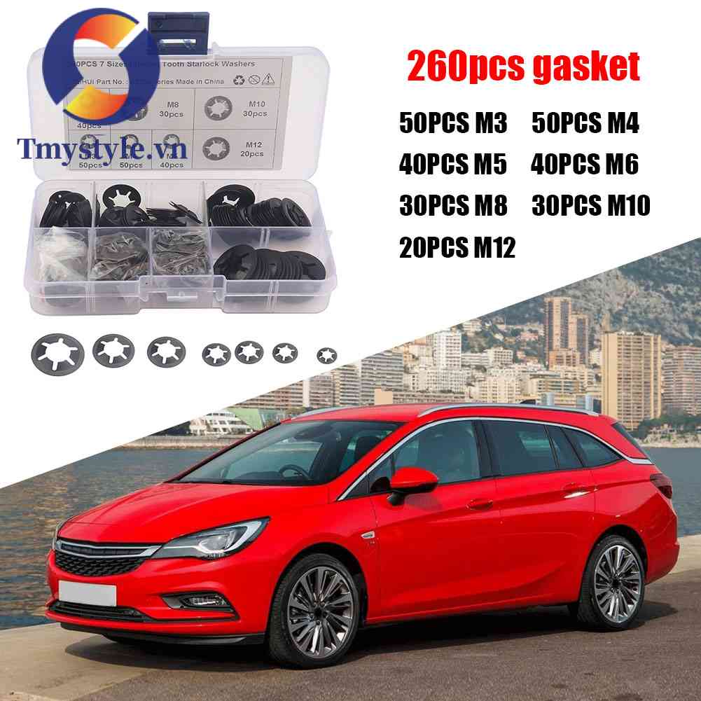 Bộ 260 Vòng Đệm Răng Ngôi Sao M3 M4 M5 M6 M8 M10 M12