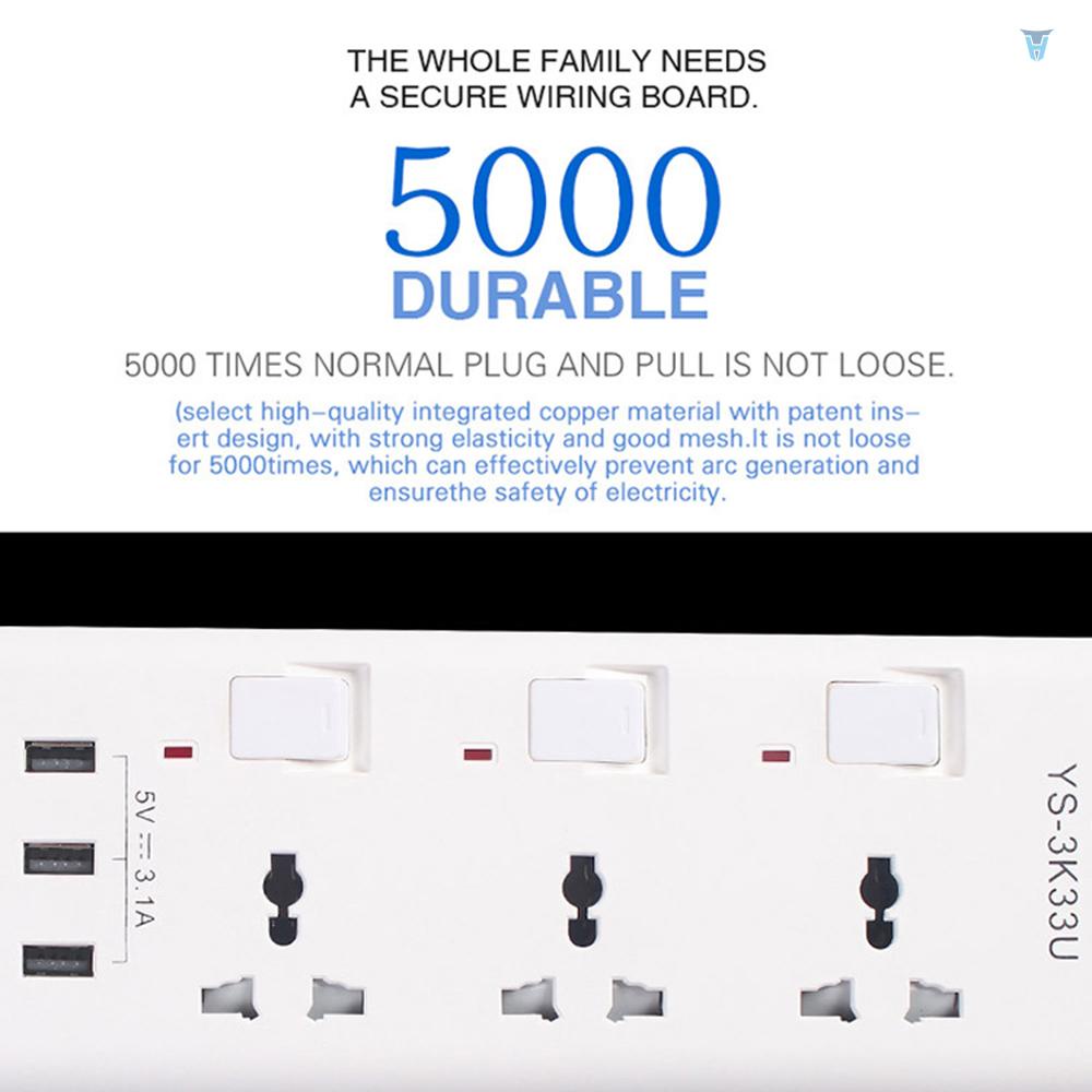 Ổ Cắm Điện Đa Năng Với Cổng USB Và Dây Cáp UK 250V 10A 2M