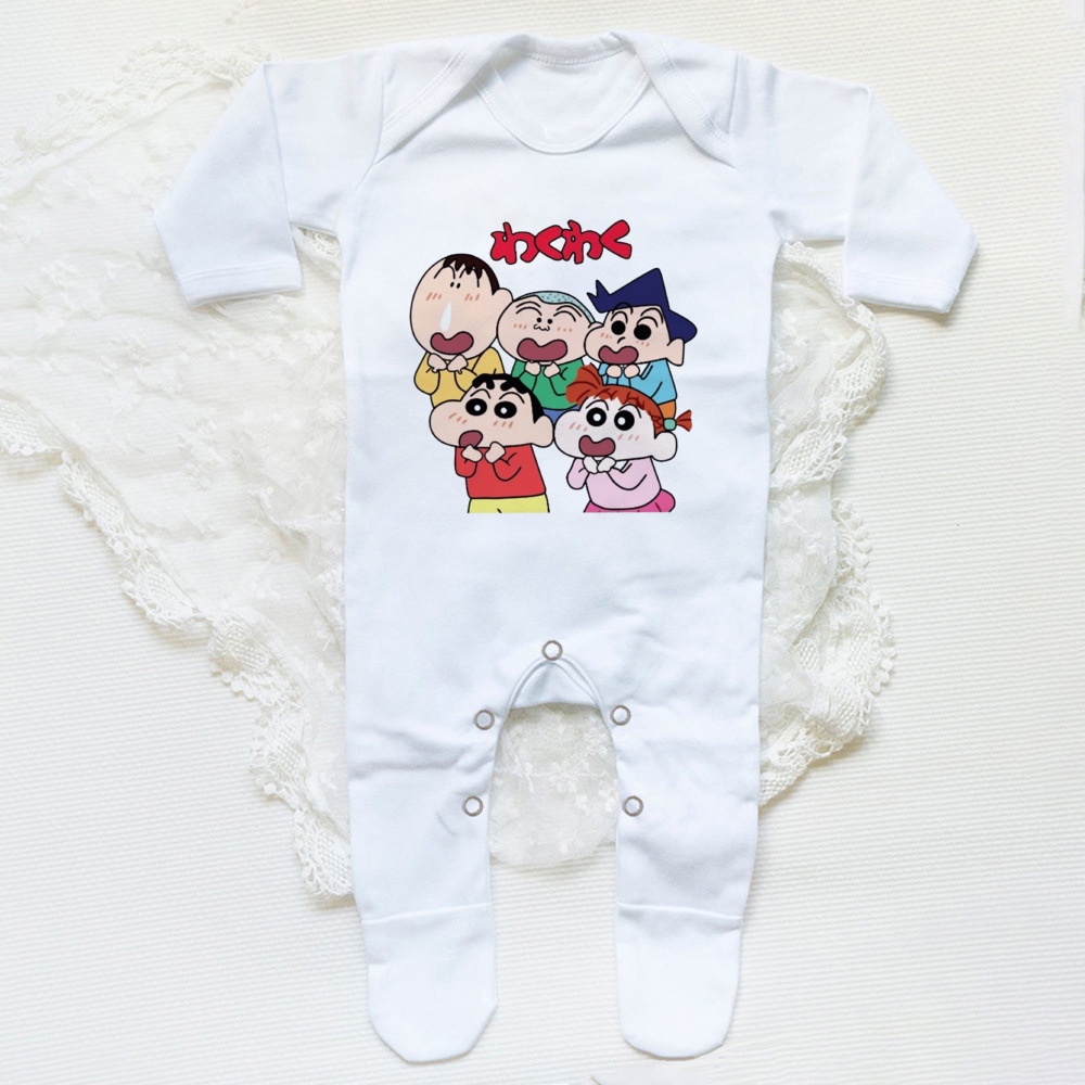 Bộ Áo Liền Quần Ngủ In Hoạt Hình shin chan Dễ Thương Cho Bé Sơ Sinh