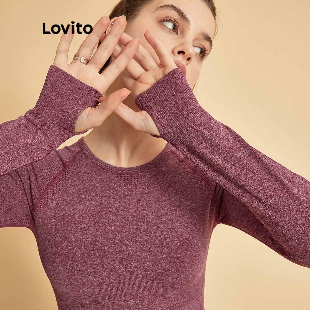 Áo Thun LOVITO Raglan Thấm Hút Mồ Hôi Thoáng Khí Độ Co Giãn Cao Cho Nữ L34AD008 (Xanh Đậm / Burgundy / Đen)