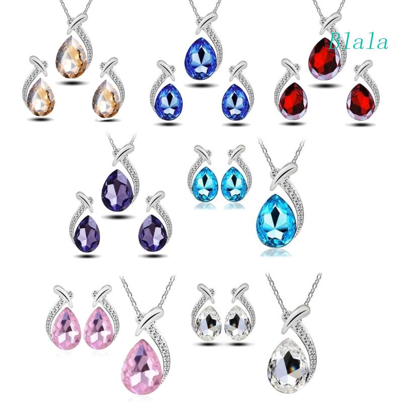 Bộ Vòng cổ + Bông Tai Hình Giọt Nước Cho Nữ