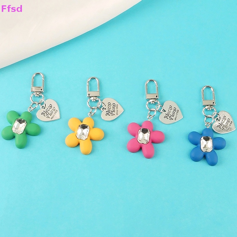 {Ffsd} Móc Chìa Khóa Xe Hơi / Ba Lô / Trang Trí Túi Xách Hình Hoa / Trái Tim Đính Đá Quý Màu S