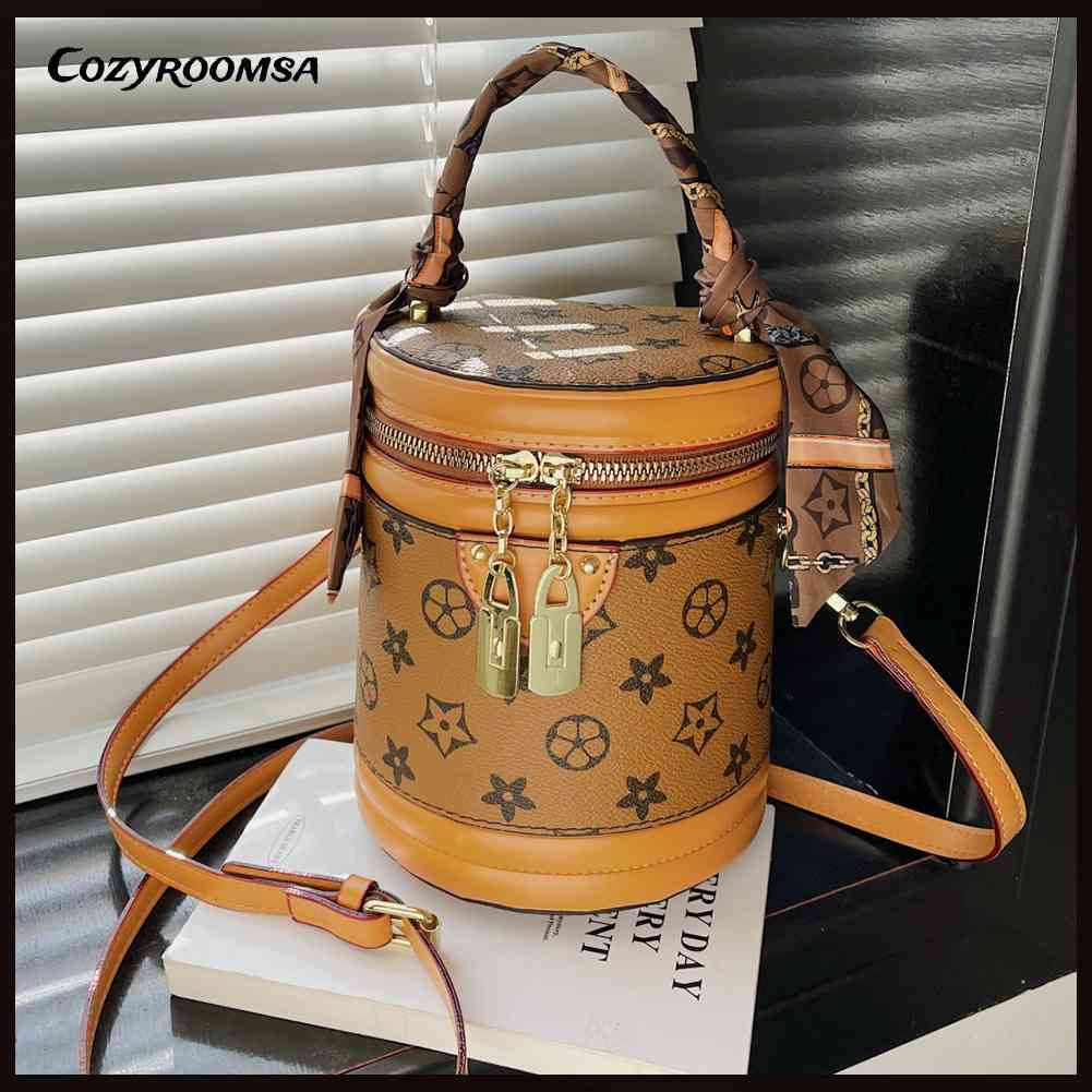 Túi Bucket Cỡ Lớn Có Khóa Kéo Phong Cách Retro Thời Trang Cho Nữ