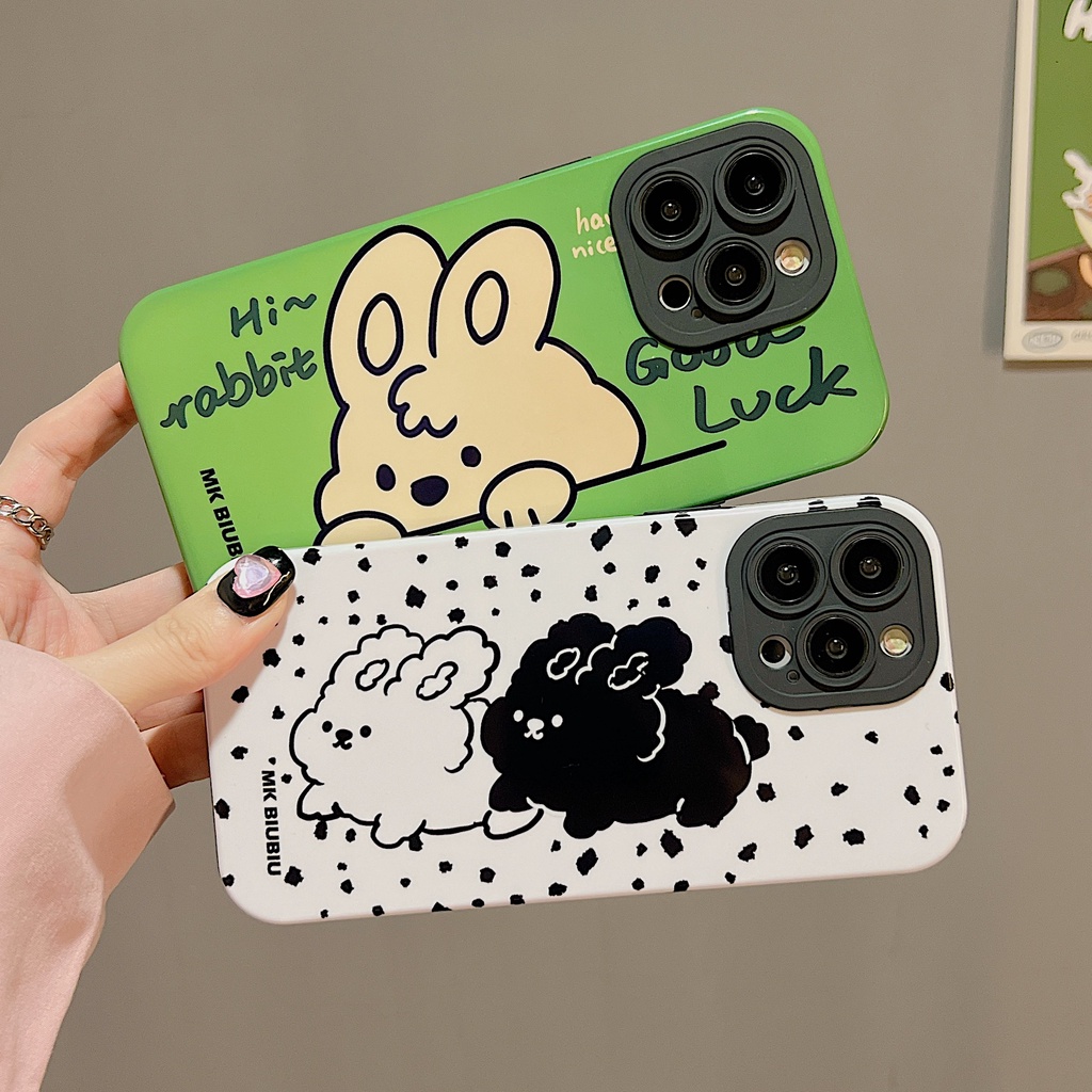 Ốp Điện Thoại PC Cứng In Hình Thỏ Hoạt Hình Dễ Thương Cho iPhone 11 13 12 14 Pro Max