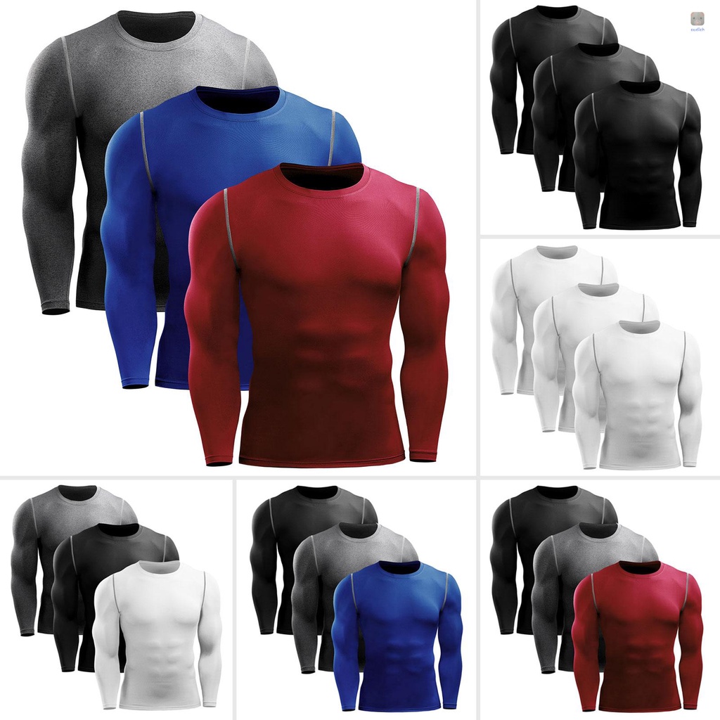 Set 3 Áo Thun Thể Thao Dài Tay Khô Nhanh Chống Ẩm Cho Nam