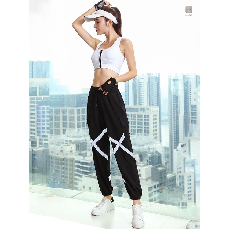 Quần Baggy Thể Thao Co Giãn Nhanh Khô Có Túi Tiện Dụng Cho Nữ
