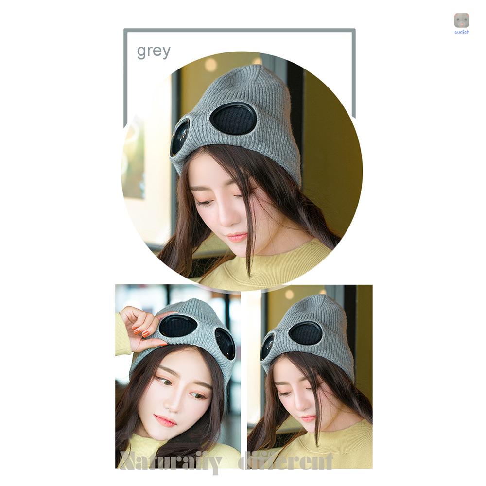 Mũ Beanie Dệt Kim Dày Dặn Co Giãn Giữ Ấm Mùa Đông Với Kính Lót Lông Có Thể Tháo Rời Cho Nam Nữ Hoạt Động Ngoà