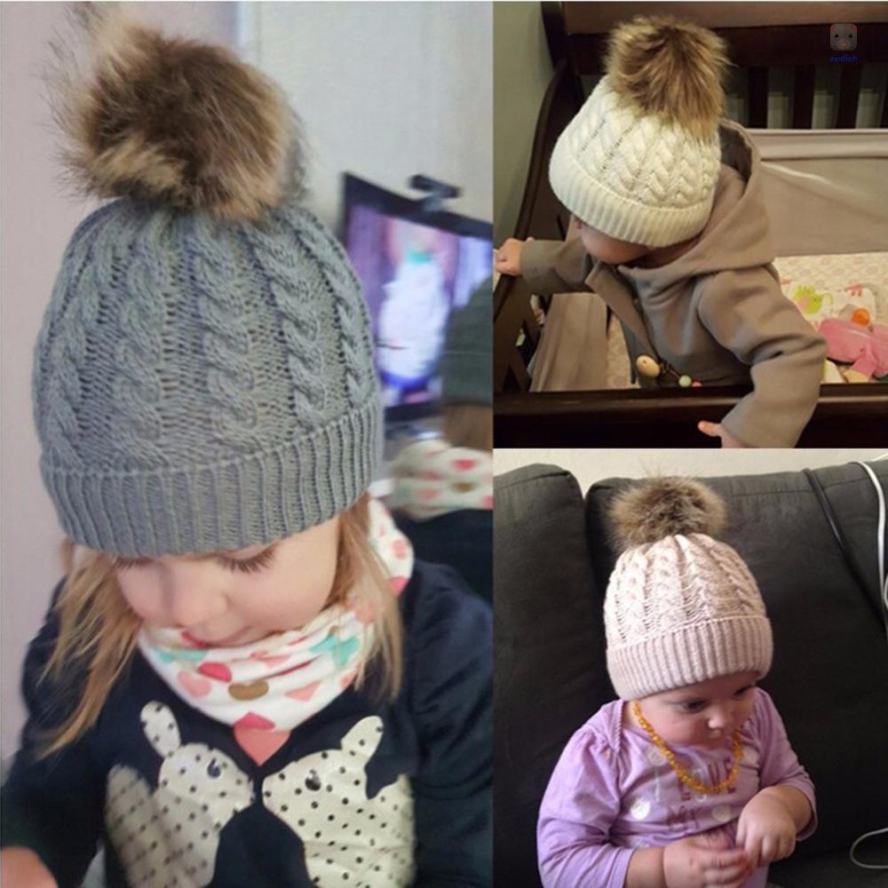 Mũ beanie Trùm Đầu Đính Quả Bông Dễ Thương Cho Bé