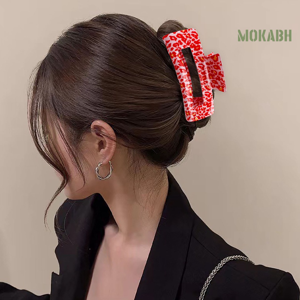Kẹp Tóc Càng Cua Họa Tiết Da Báo Màu Sắc Tương Phản Phong Cách Vintage