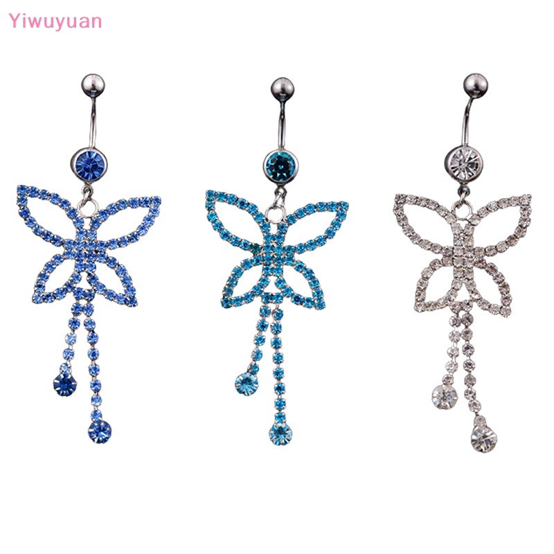&lt; Yiwuyuan &gt; Khuyên Rốn Đính Đá Zircon Hình Bướm Thời Trang Mới Cho Nữ