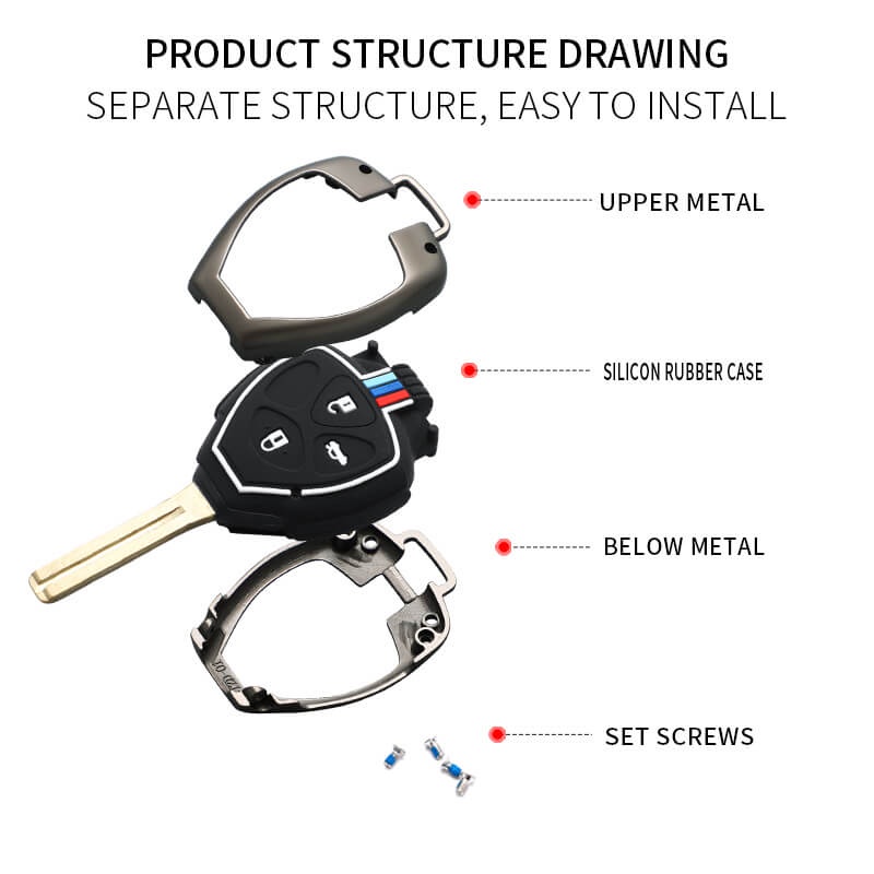 Vỏ Bọc Chìa Khóa Bằng Kim Loại Ba Màu Cho Toyota Innova Corolla Hilux Vitz Vios Rav4 Aqua Camry Highlander