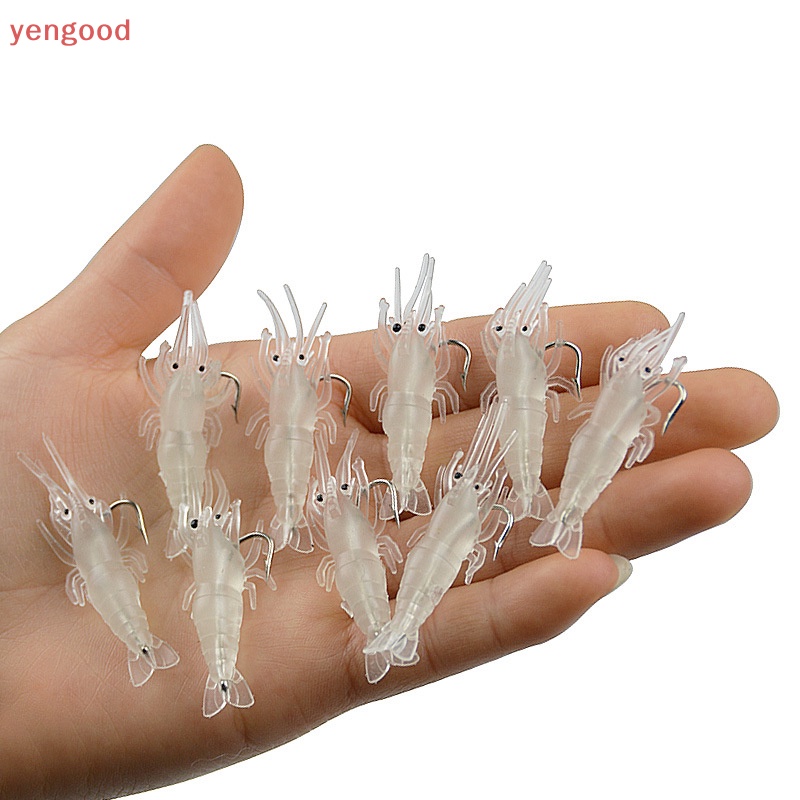 Set 10 Mồi Câu Cá Giả Hình Con Tôm Mềm Mại Kèm Móc Câu Tiện Lợi