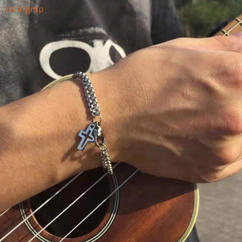 Vòng Đeo Tay Hai Lớp Bằng Thép Không Gỉ Hình Thánh Giá Thời Trang Dành Cho Nam