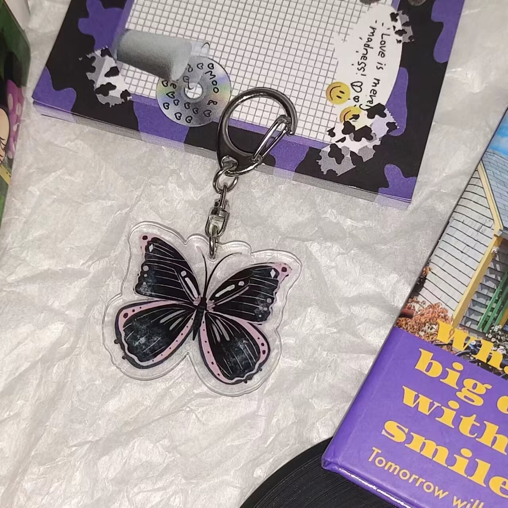 Y2k Móc Khóa Acrylic Hình Bướm Nhiều Màu Sắc Dễ Thương Dành Cho Nữ